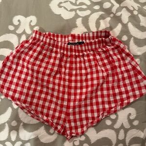 Red and white Nasty Gal cotton shorts. Size US 2